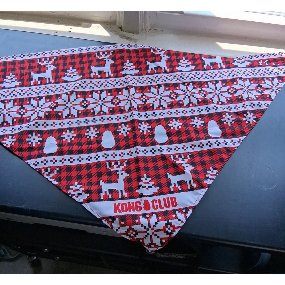 206 Christmas Winter Reindeer Kong Club Bandana Dogs XL NWT Collectors Release